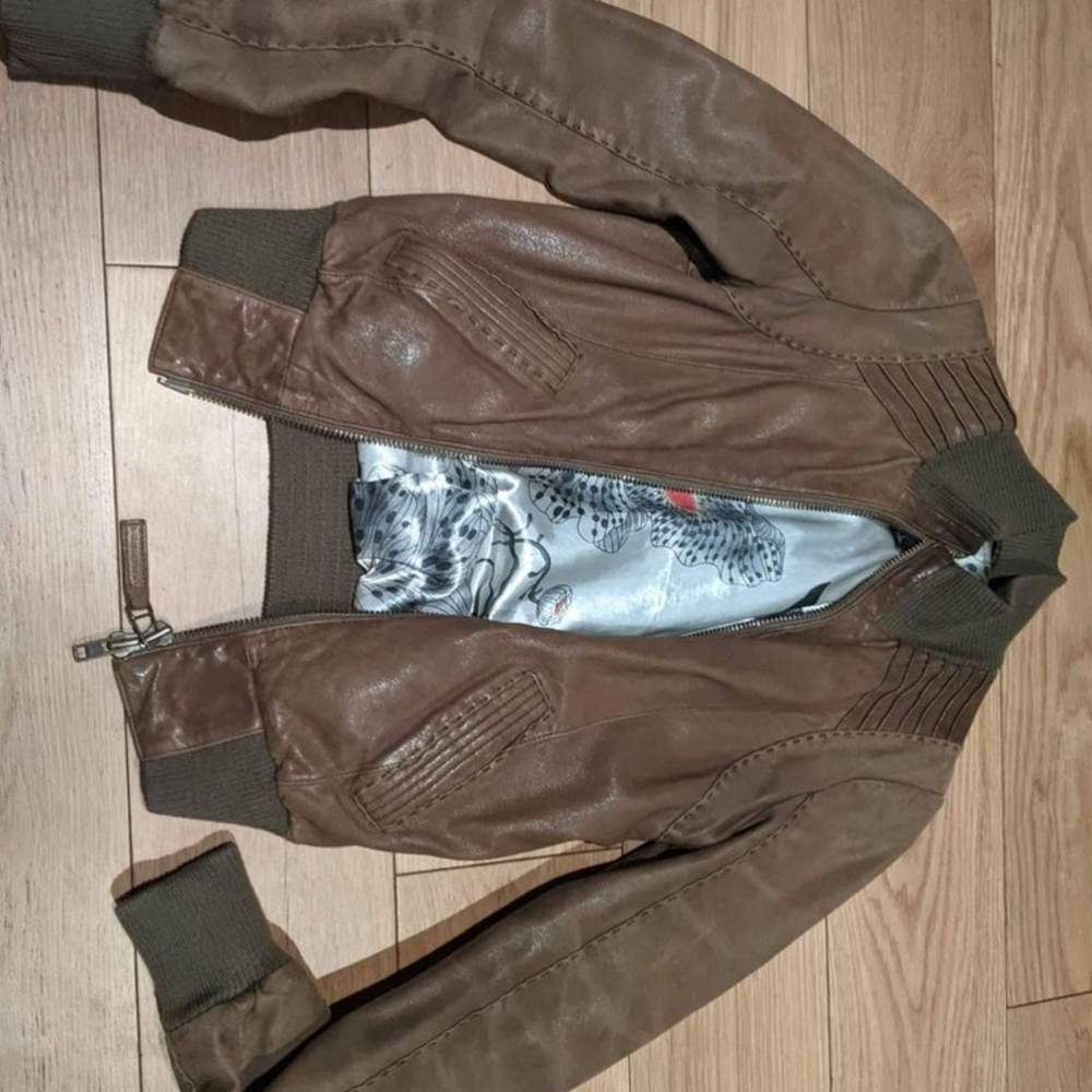 Mackage leather coat brown xs 100$